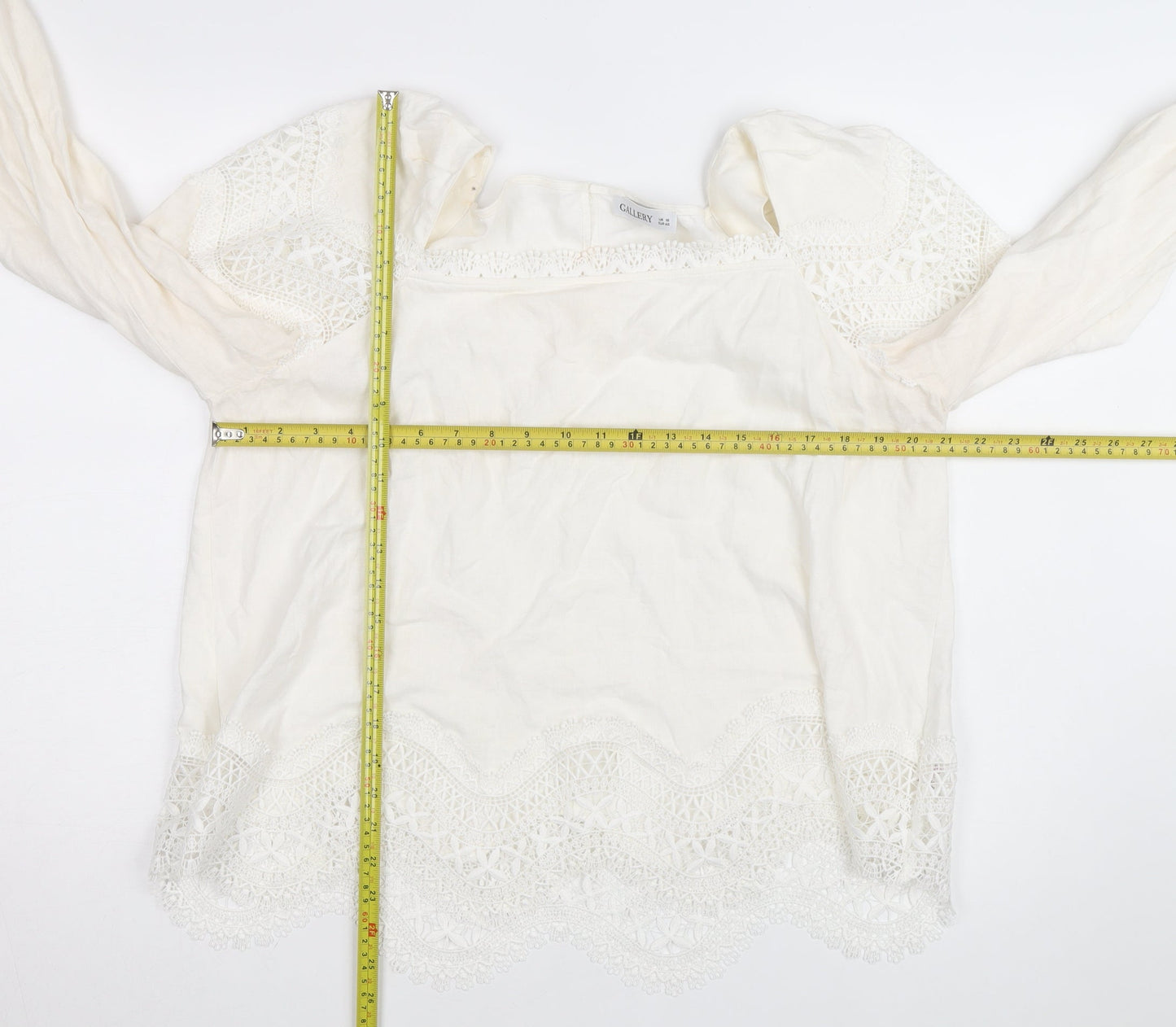 Gallery Women Ivory Lace Tunic Blouse Size 18 Long Sleeve