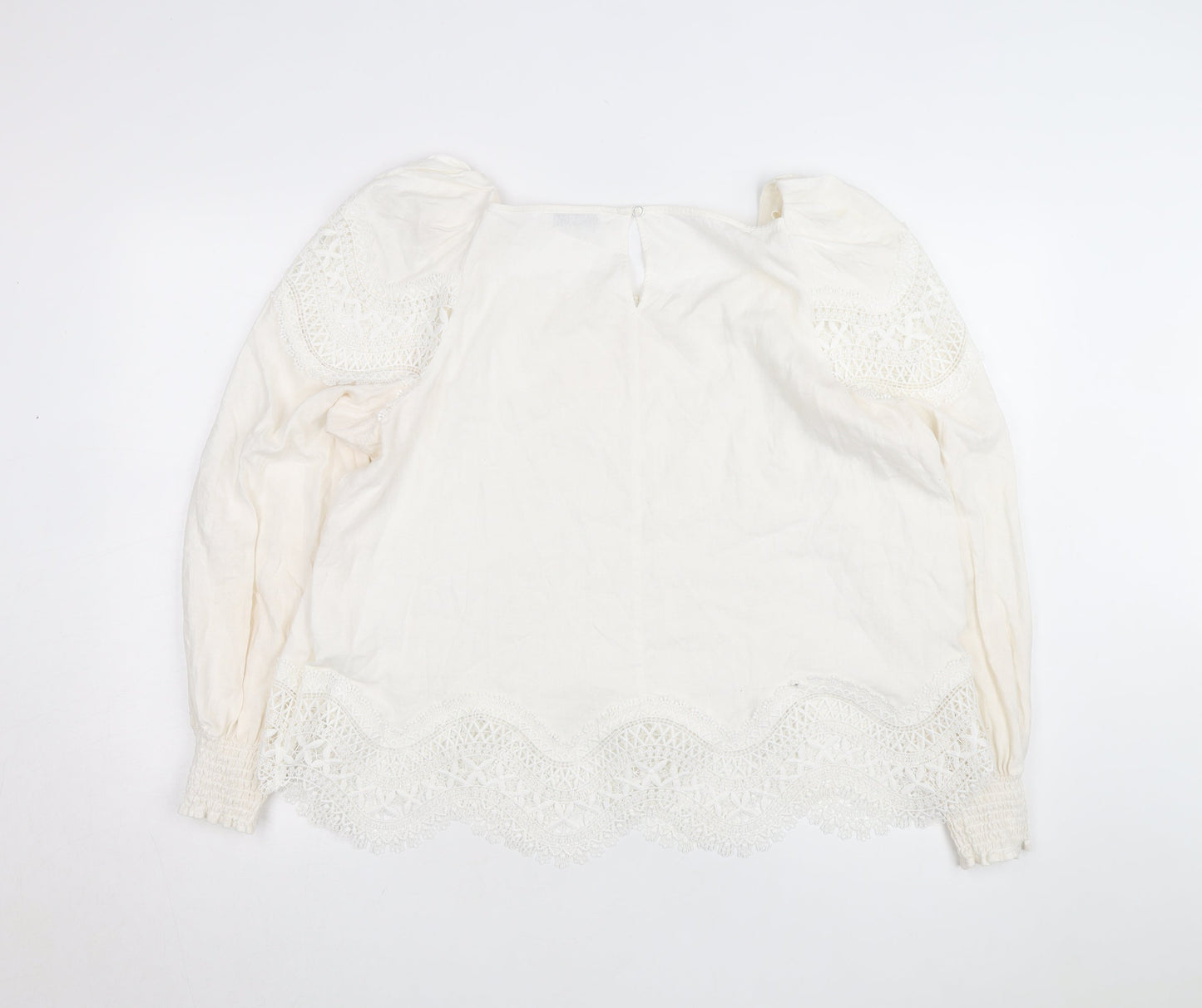 Gallery Women Ivory Lace Tunic Blouse Size 18 Long Sleeve