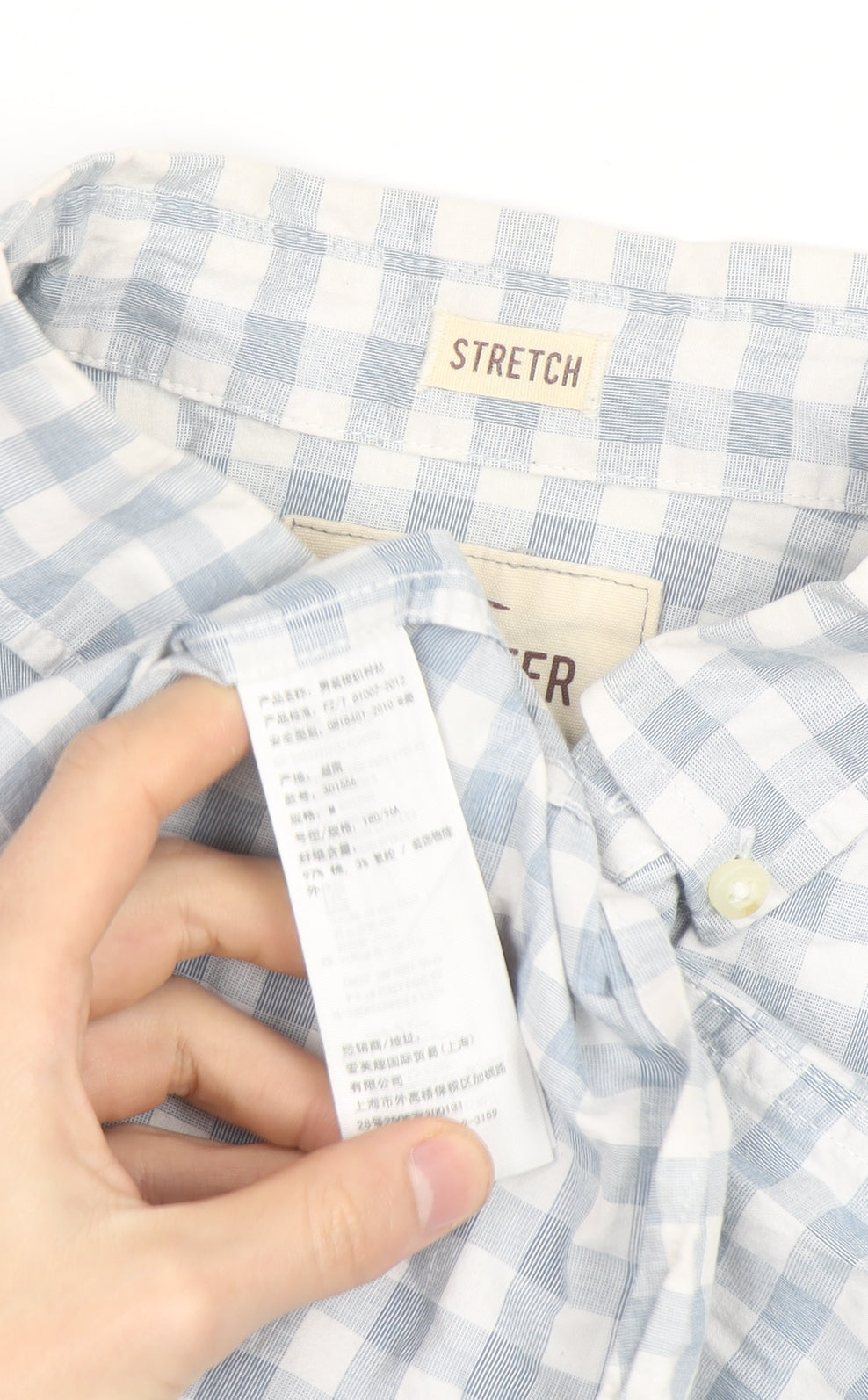 Hollister Men’s Blue Check Slim Fit Long Sleeve Button-Up Shirt M