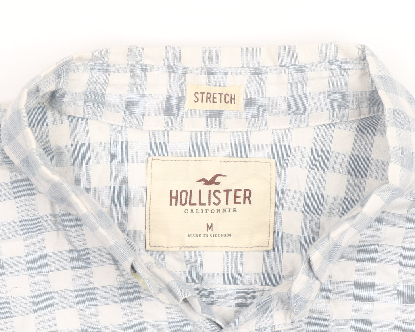 Hollister Men’s Blue Check Slim Fit Long Sleeve Button-Up Shirt M