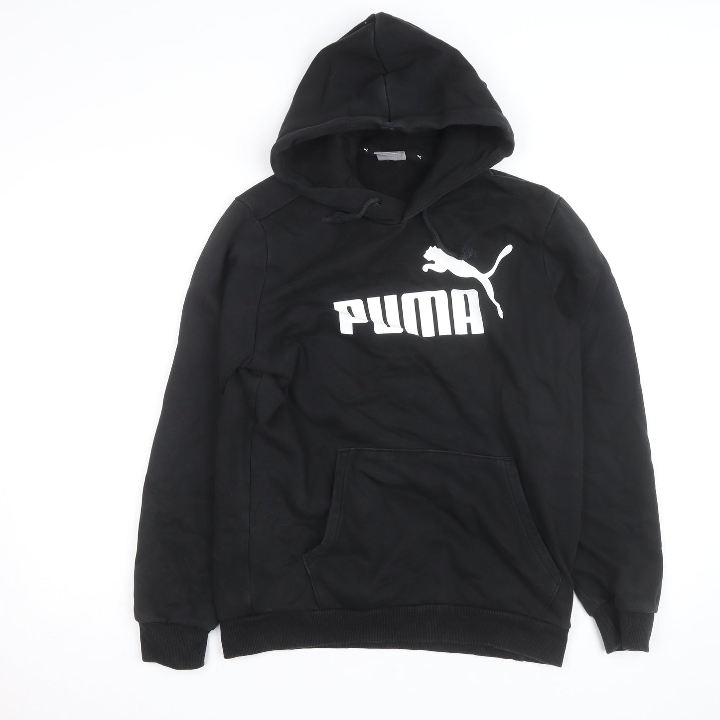 Puma Men's Black Pullover Hoodie Small Logo Graphic Sweatshirt
