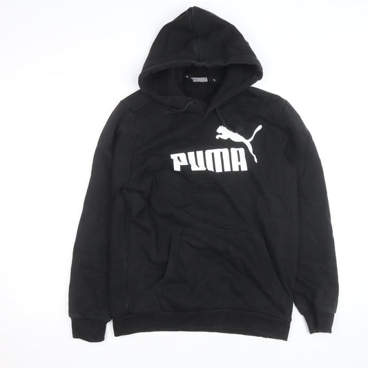 Puma Men's Black Pullover Hoodie Small Logo Graphic Sweatshirt