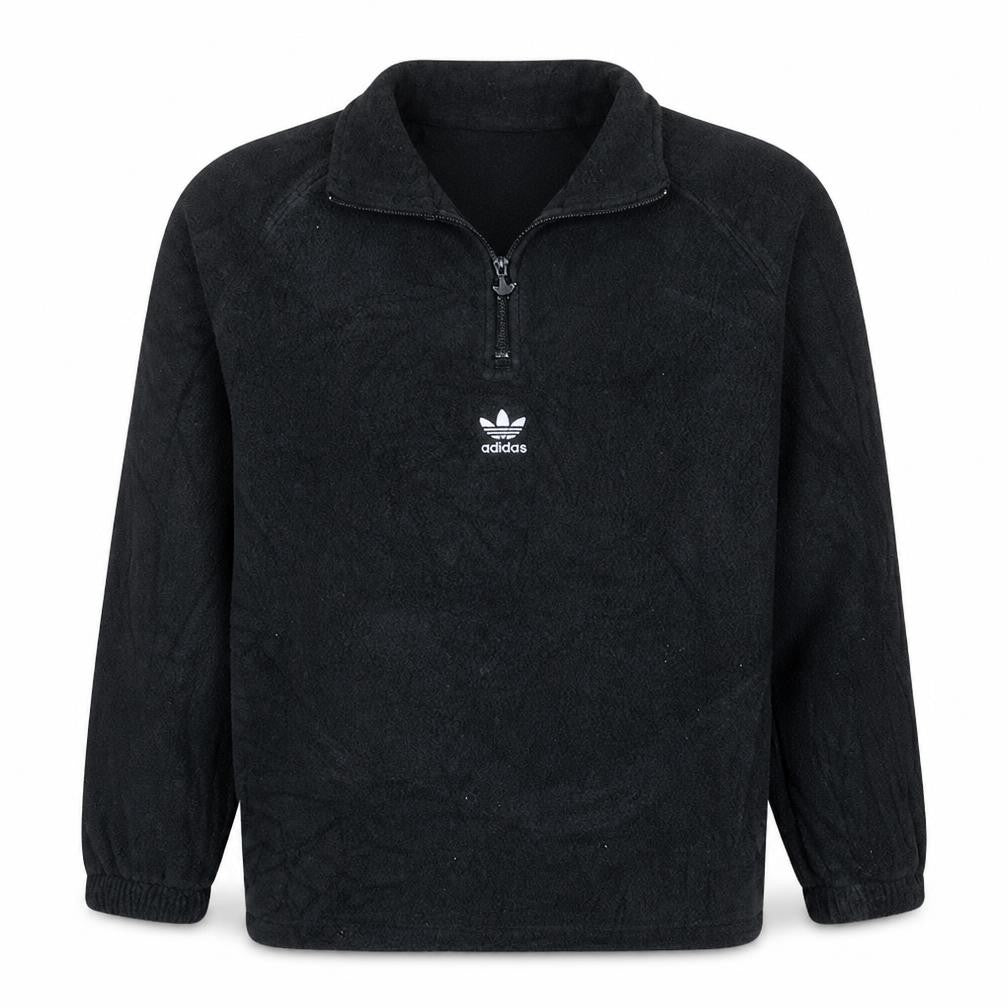 Adidas Mens Black L Fleece 1/2 Zip Pullover Sweatshirt