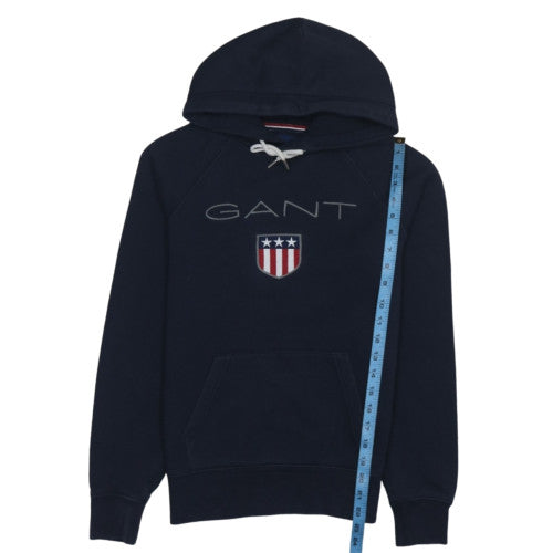 GANT Womens Navy Blue XS Cotton Blend Pullover Hoodie Sweatshirt