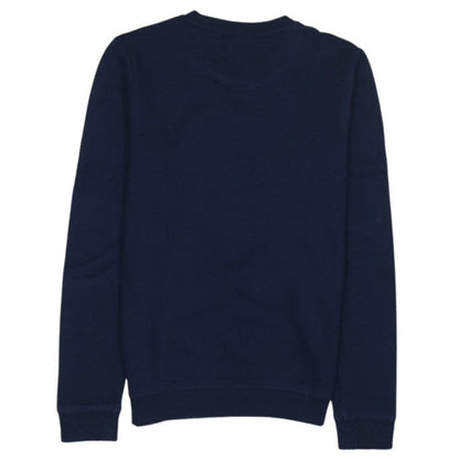 Brand and care label for Timberland boys’ navy blue crew neck graphic print sweatshirt 16/17 years m