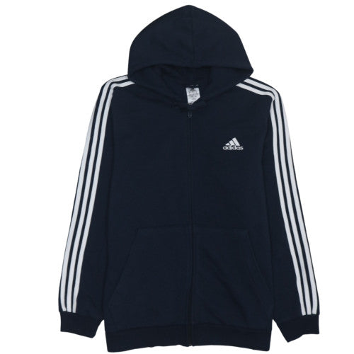 Adidas Mens Navy Blue Full Zip Hoodie XL - Classic Hooded Sweatshirt