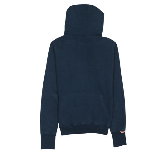 Superdry Women Navy Blue Pullover Hoodie M Graphic Cotton Blend