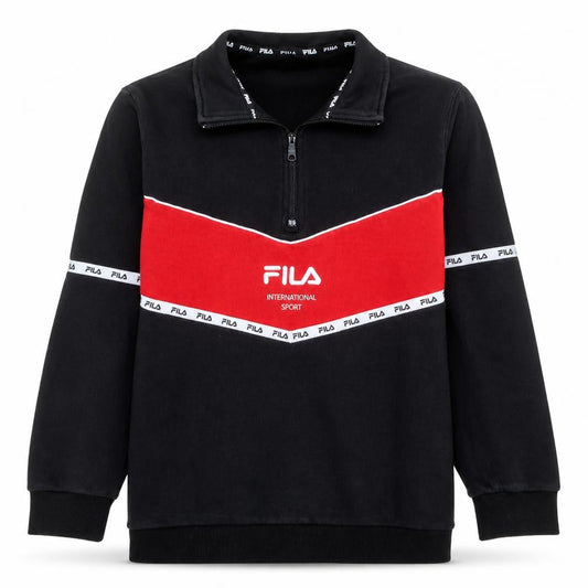 FILA Men's Black Red 1/4 Zip Sweatshirt Small Sport Fleece