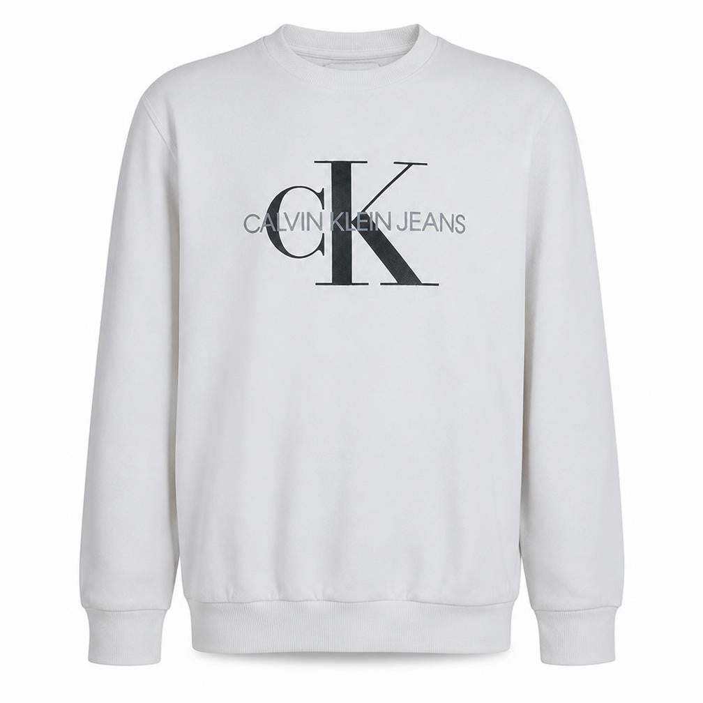 Calvin Klein Jeans Men's White Logo Pullover Sweatshirt M