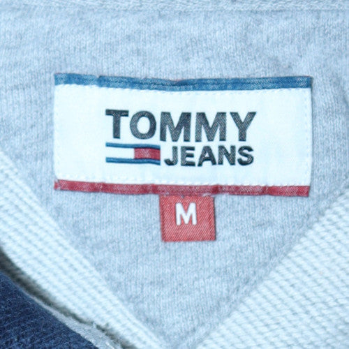 Tommy Jeans Men's Grey 1/2 Zip Sweatshirt M Collared Logo Top