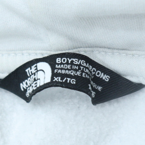 The North Face Boys White XL Pullover Hoodie Cotton Blend Graphic Print