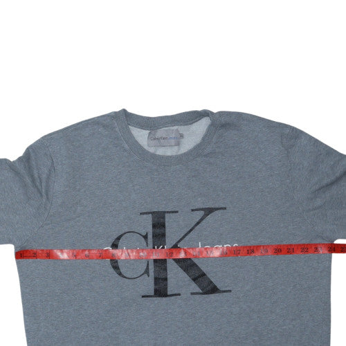 Calvin Klein Jeans Men's Grey 2XL Logo Crew Neck Sweatshirt