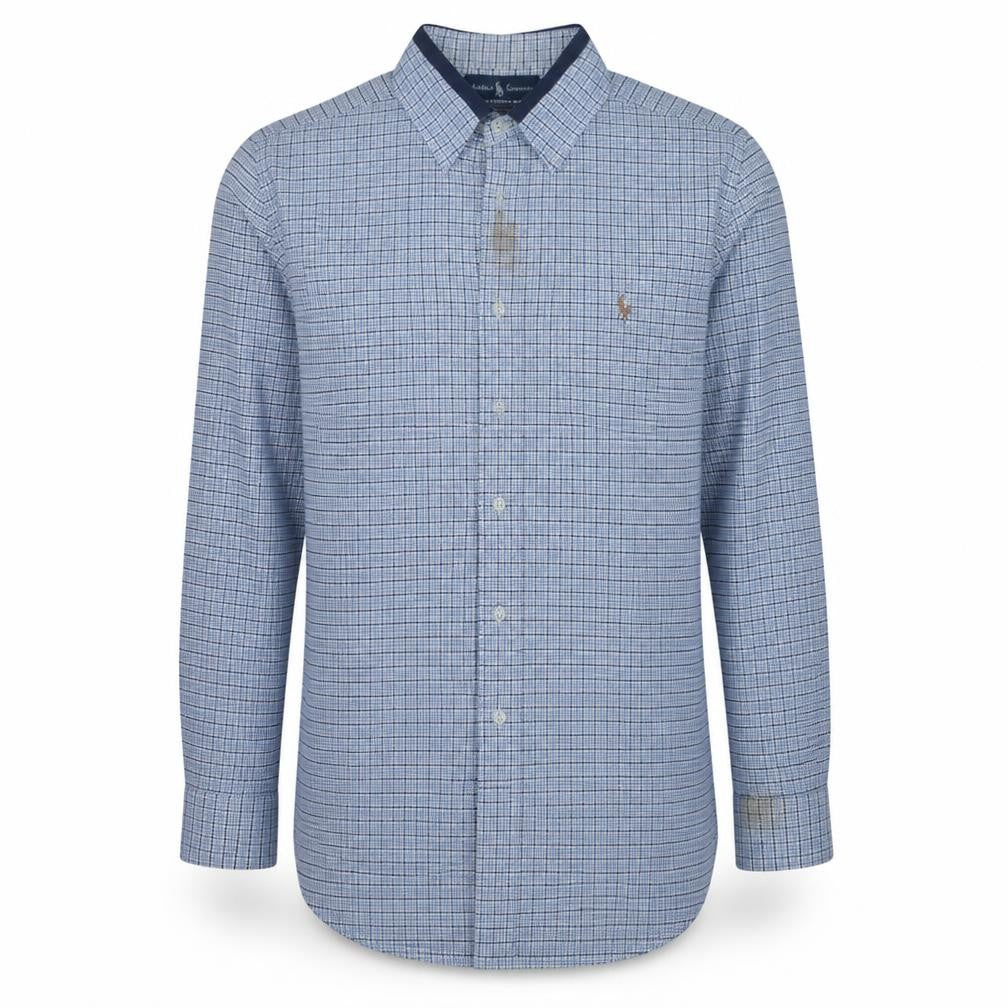 Ralph Lauren Men’s Blue Check Cotton Yarmouth Button-Down Shirt 15.5