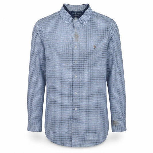 Ralph Lauren Men’s Blue Check Cotton Yarmouth Button-Down Shirt 15.5