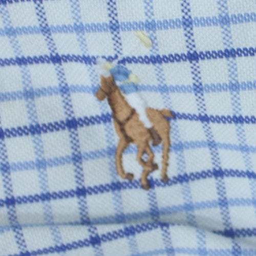 Ralph Lauren Men’s Blue Check Cotton Yarmouth Button-Down Shirt 15.5