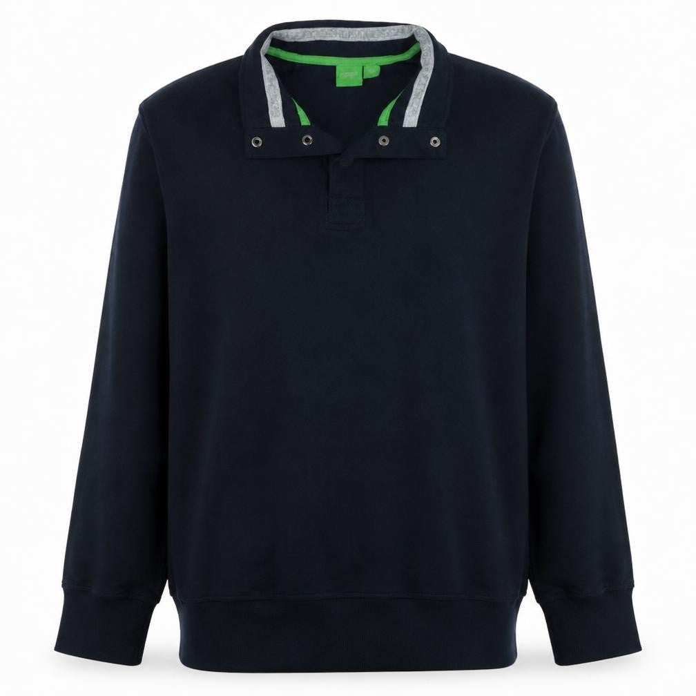 Hugo Boss Men's Navy Henley Sweatshirt XL Cotton Classic Style