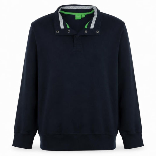 Hugo Boss Men's Navy Henley Sweatshirt XL Cotton Classic Style