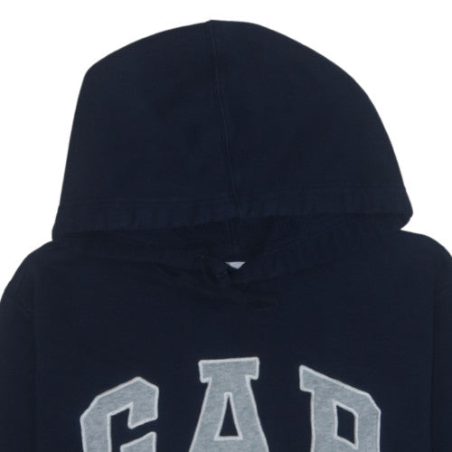 GAP Womens Navy Blue Pullover Hoodie M Cotton Blend Logo Casual