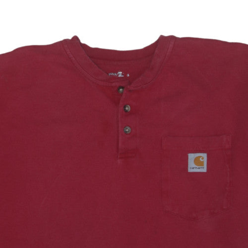 Carhartt Men's Red Short Sleeve Henley Cotton T-Shirt XL Workwear