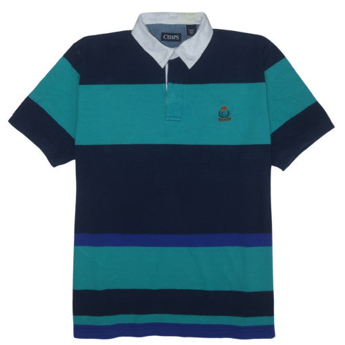 Chaps Men's Blue Striped Cotton Polo Shirt XL Preppy Style