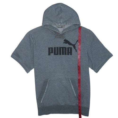 Puma Men's Grey Short Sleeve Pullover Hoodie Size L