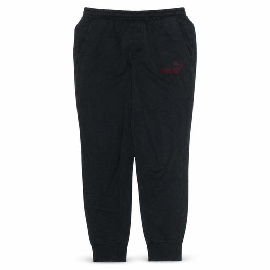 Front view of Puma men’s black fleece sweatpants m regular fit elastic waist