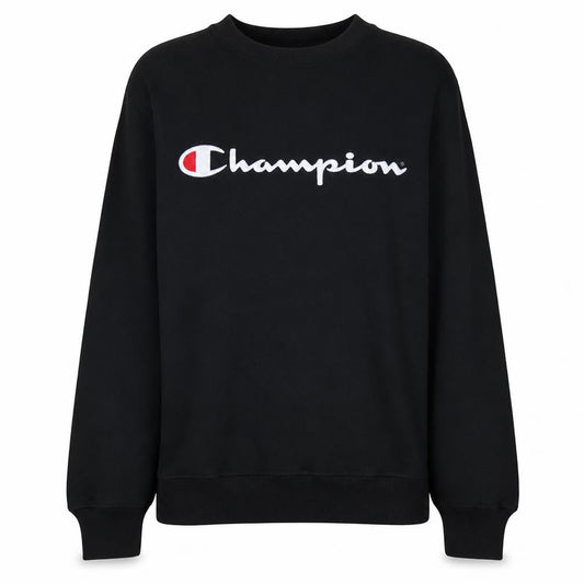 Champion Men's Black Pullover Sweatshirt M Crew Neck Logo Fleece