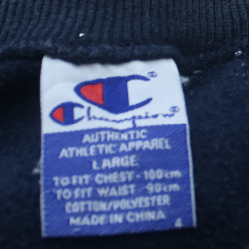 Champion Mens Blue Embroidered Pullover Sweatshirt Size L