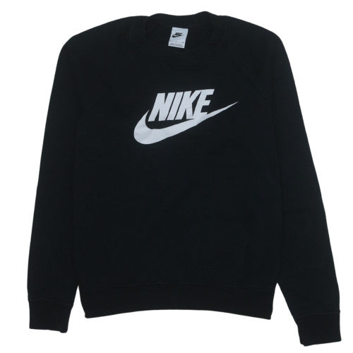Nike Women's Black Small Pullover Sweatshirt Crew Neck Logo Cotton Blend
