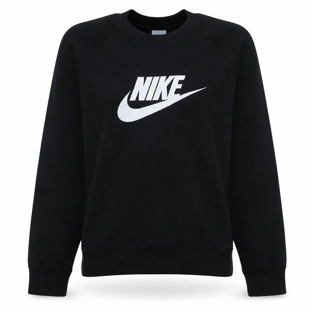 Nike Women's Black Small Pullover Sweatshirt Crew Neck Logo Cotton Blend