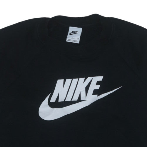 Nike Women's Black Small Pullover Sweatshirt Crew Neck Logo Cotton Blend