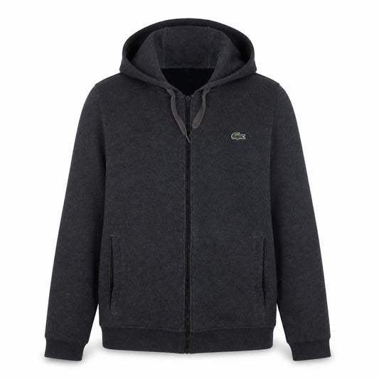 Lacoste Sport Men's Grey Full Zip Hoodie Size S Cotton Blend