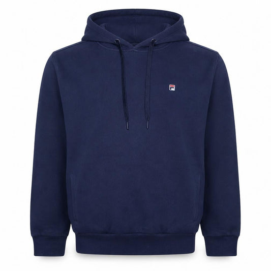 FILA Men's Blue Pullover Hoodie L Logo Fleece Sweatshirt