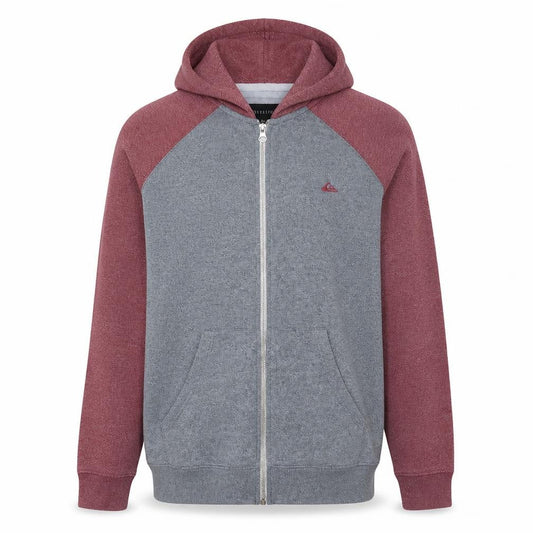 Quiksilver Men's Grey & Red Full Zip Hoodie Size L