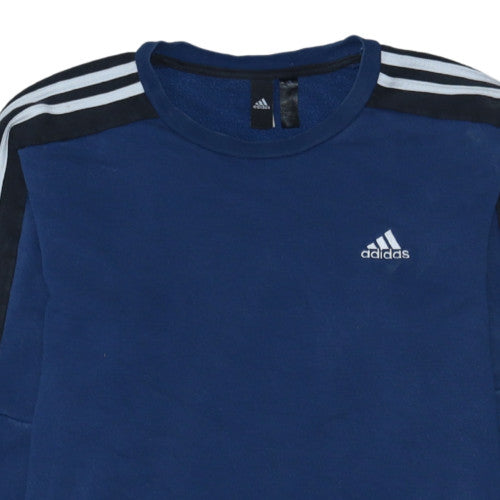 Adidas Men Blue Pullover Crew Neck Sweatshirt Size L
