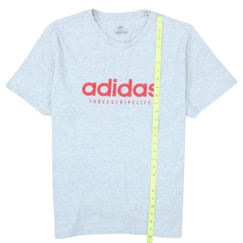 Adidas Men’s Grey XL T-Shirt Three Stripe Life Sports Logo Top
