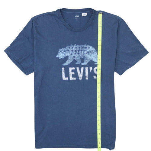 Levi's Men's Blue Graphic Bear Logo Crew Neck Cotton T-Shirt XL