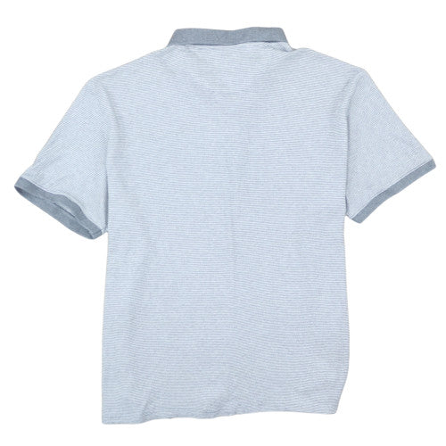 Calvin Klein Men’s Grey Striped Polo Shirt Size L Lightweight Cotton