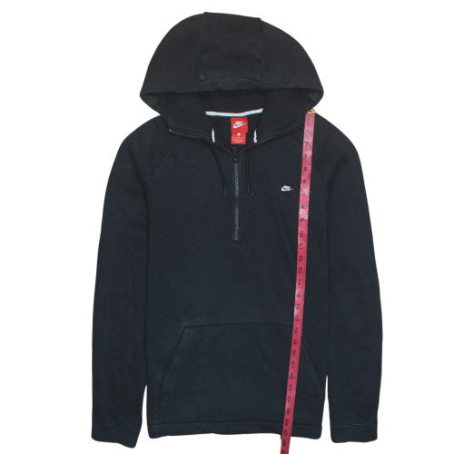 Nike Mens Black L Fleece 1/2 Zip Hoodie with Logo Pocket Style
