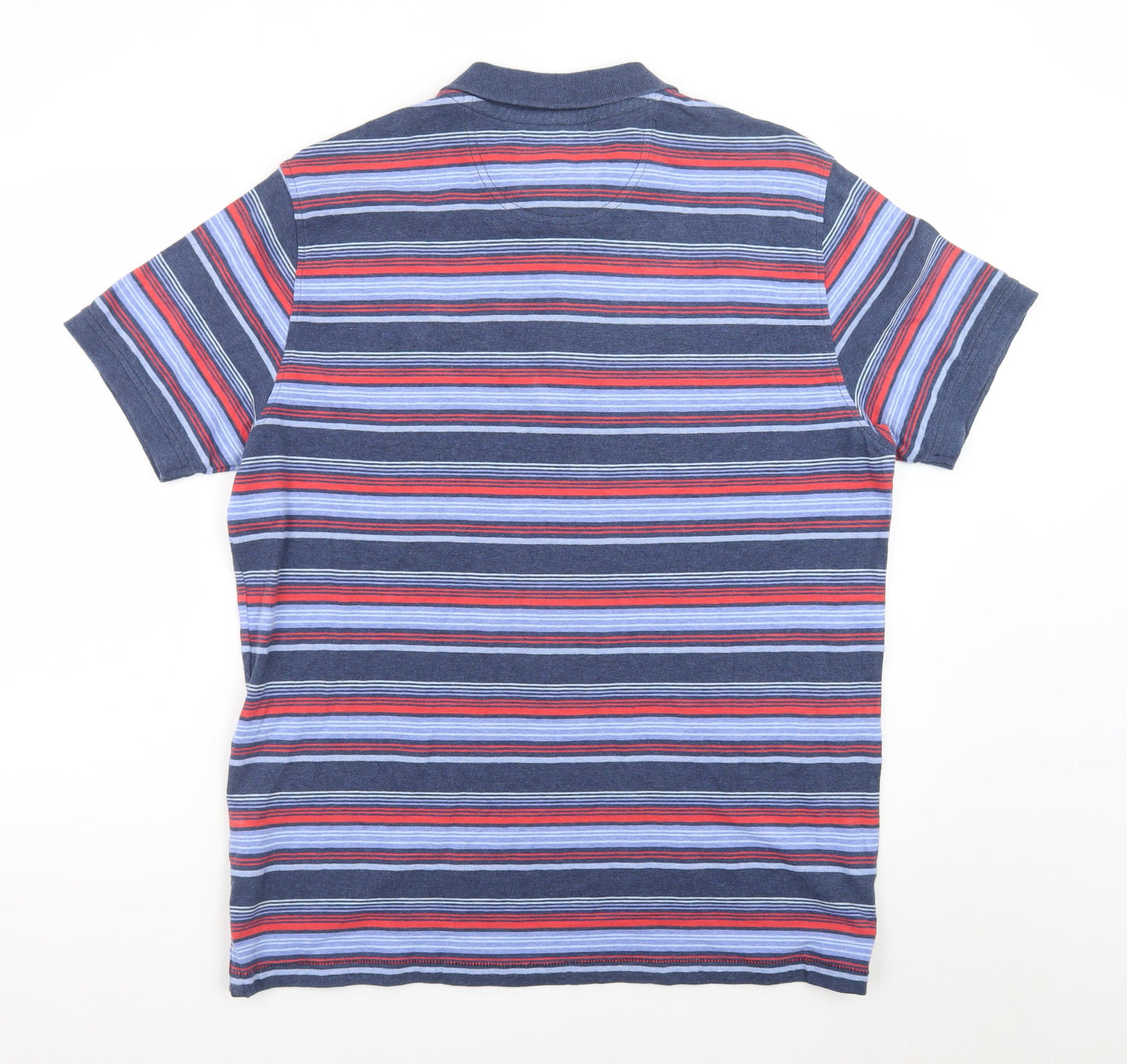 Marks and Spencer Men's Multicoloured Striped Cotton Polo Shirt L
