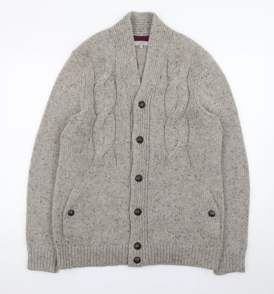 Ted Baker Men’s Grey Cable-Knit Wool Blend Cardigan XL