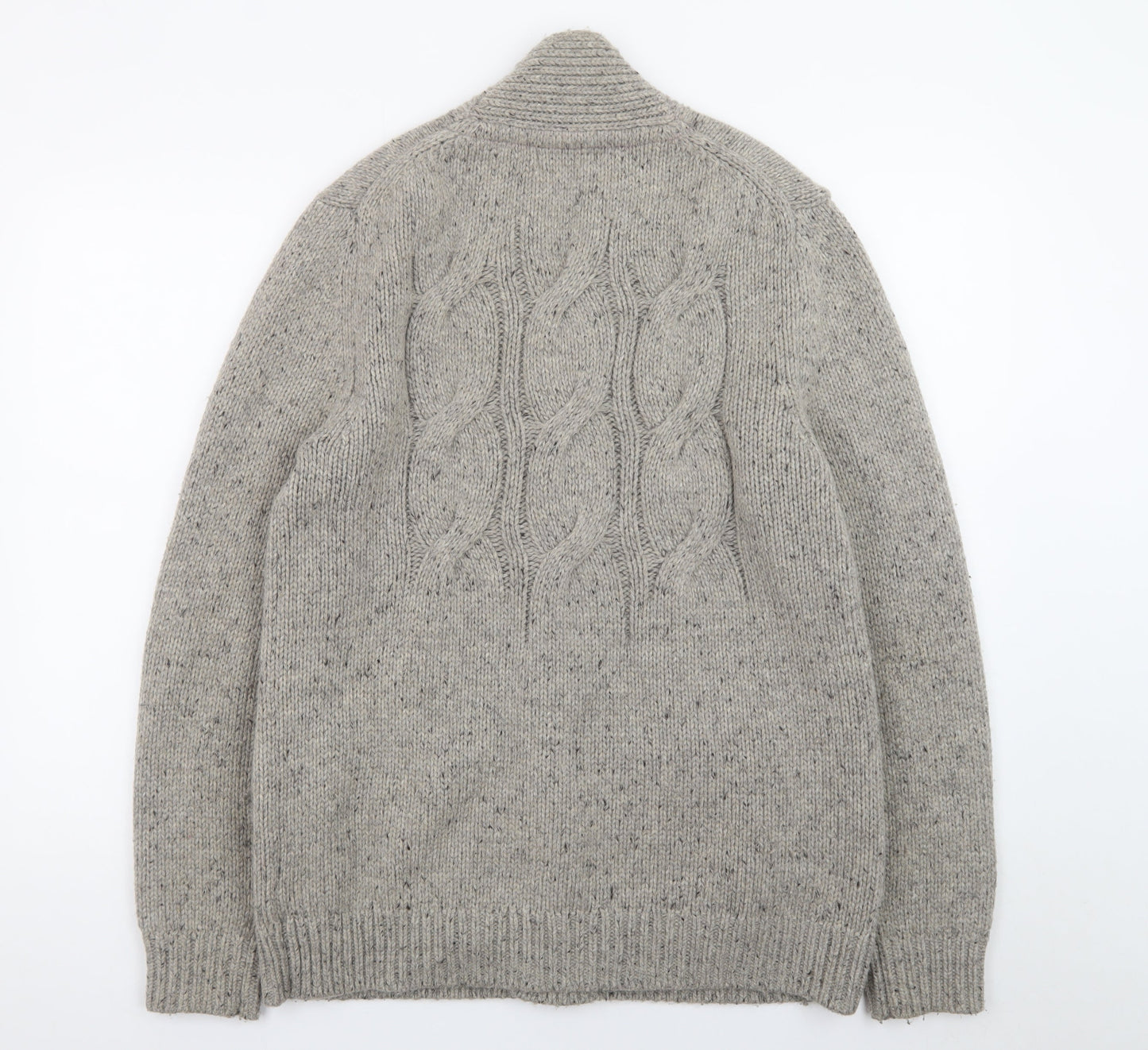 Ted Baker Men’s Grey Cable-Knit Wool Blend Cardigan XL