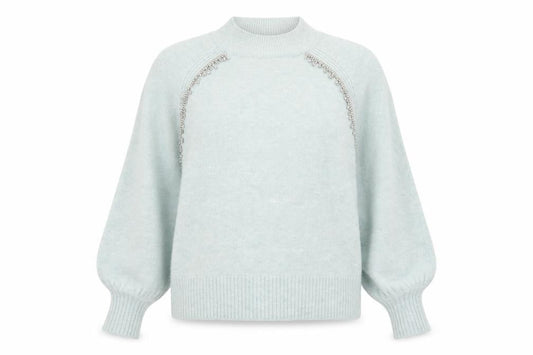 River Island Women's Green Beaded Mock Neck Jumper UK 14