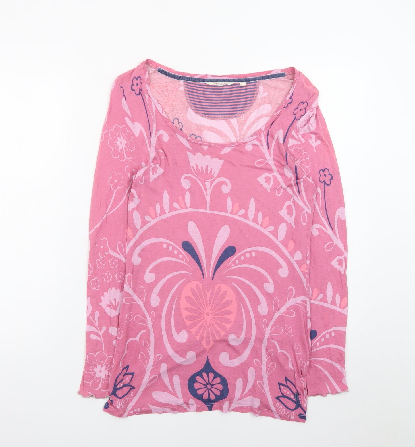 White Stuff Women Pink Floral Long Sleeve Tunic Top Size 14