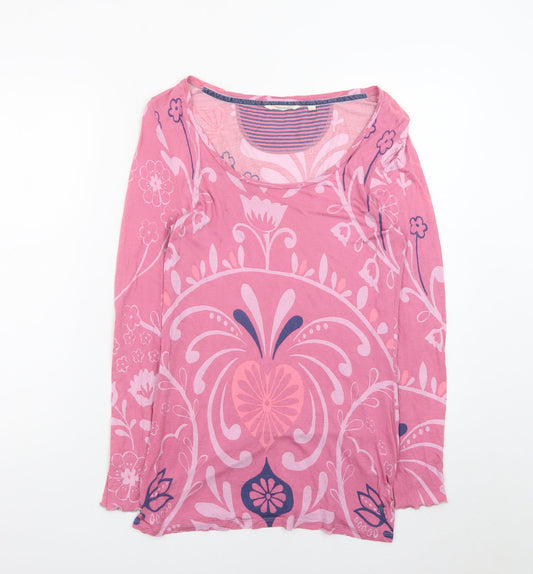 White Stuff Women Pink Floral Long Sleeve Tunic Top Size 14