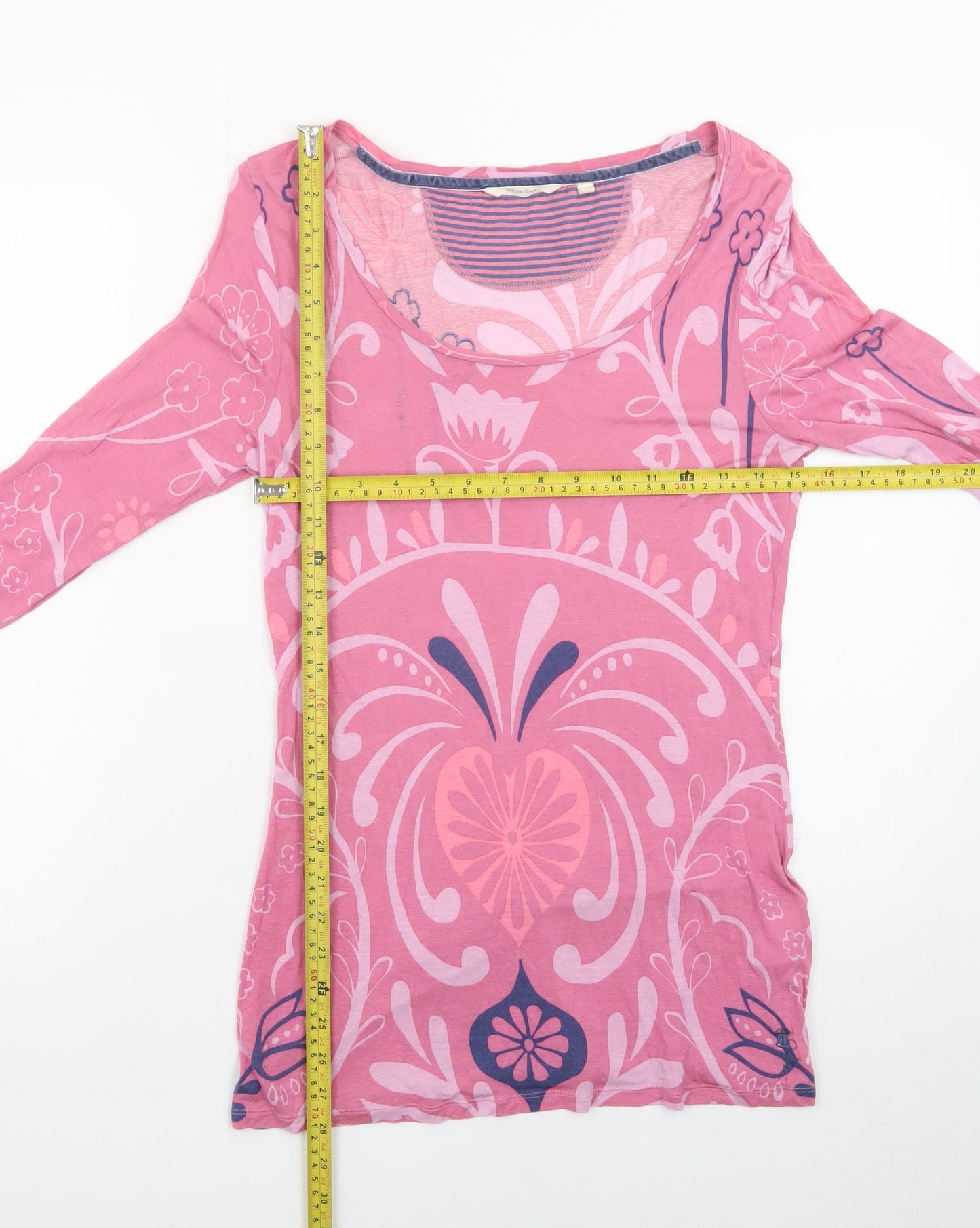 White Stuff Women Pink Floral Long Sleeve Tunic Top Size 14