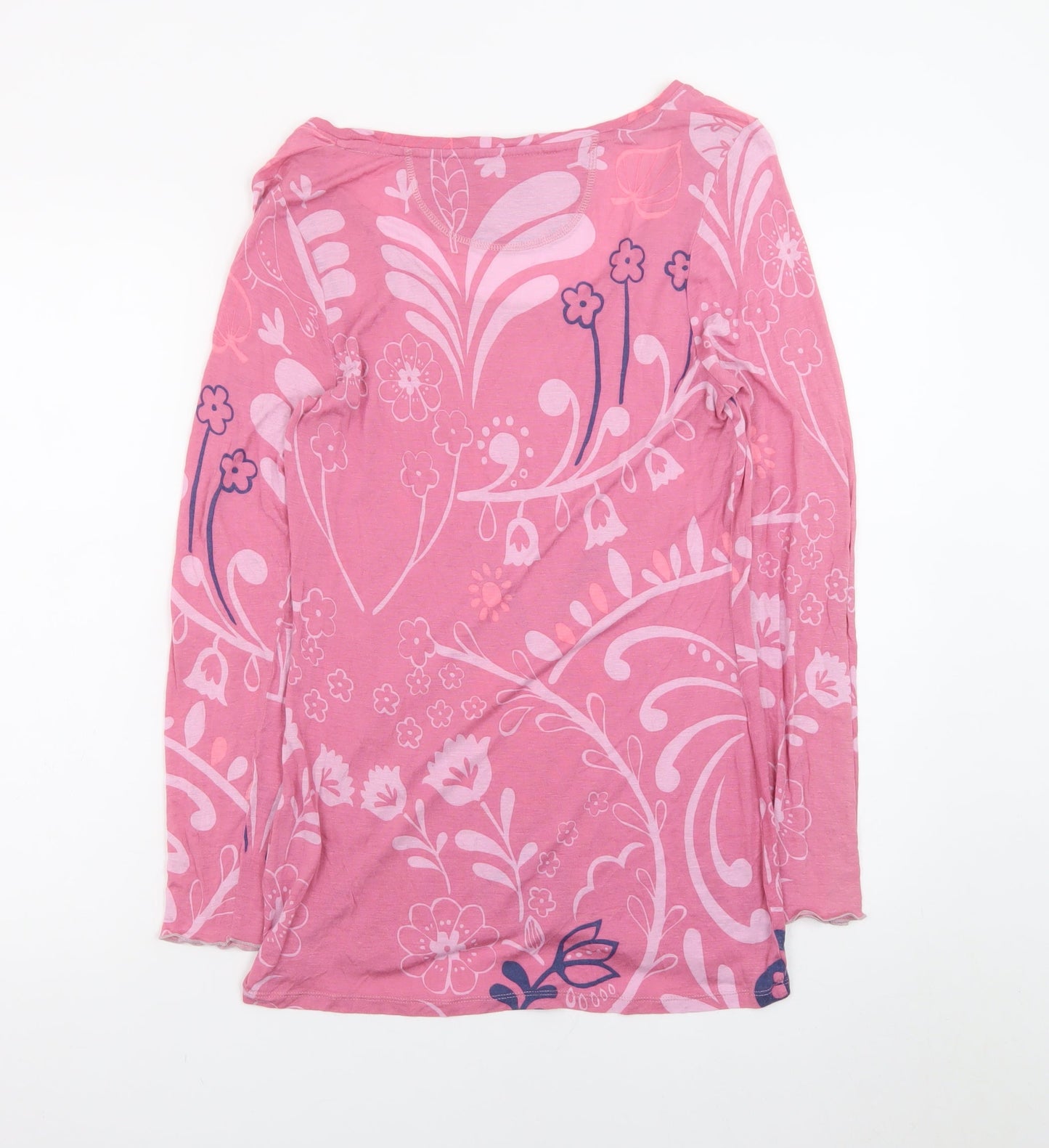 White Stuff Women Pink Floral Long Sleeve Tunic Top Size 14