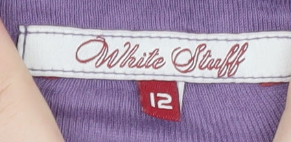 White Stuff Women's Purple Long Sleeve Cotton Scoop Neck Top Size 12