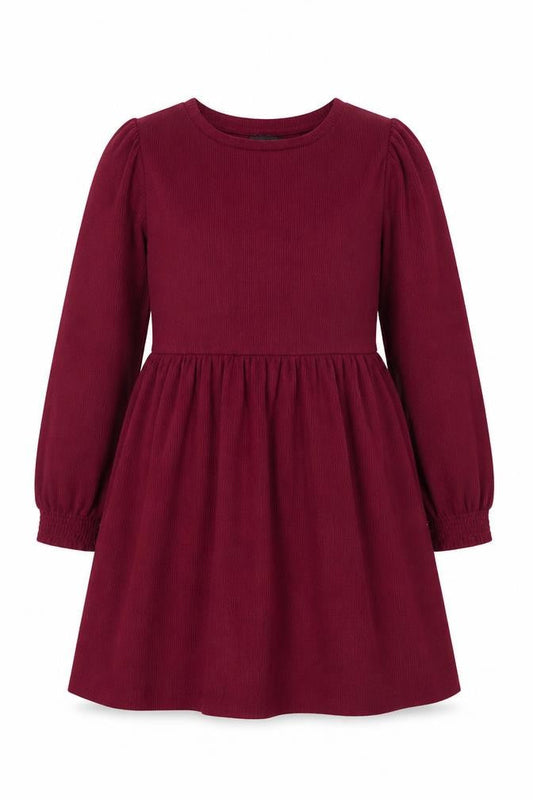 New Look Women Red Knee Length A-Line Dress Size 12 Long Sleeve