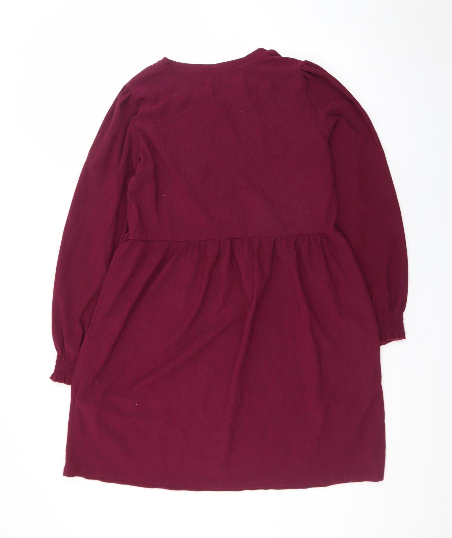 New Look Women Red Knee Length A-Line Dress Size 12 Long Sleeve